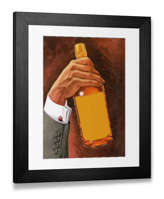 Framed Print : Hand Holding Bottle of Liquor Framed Print : Hand Holding Bottle of Liquor