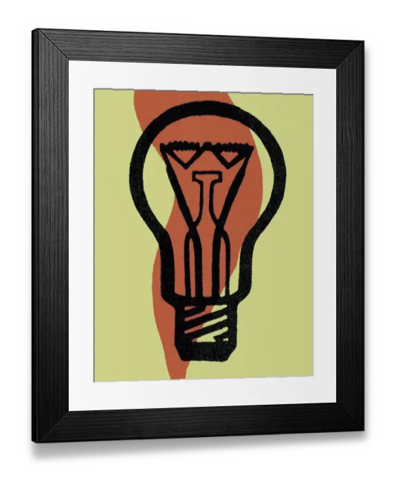 Framed Print : Lightbulb on Green Background Framed Print : Lightbulb on Green Background
