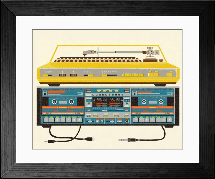Framed Print : Stereo Turntable and Tape Deck Player Framed Print : Stereo Turntable and Tape Deck Player