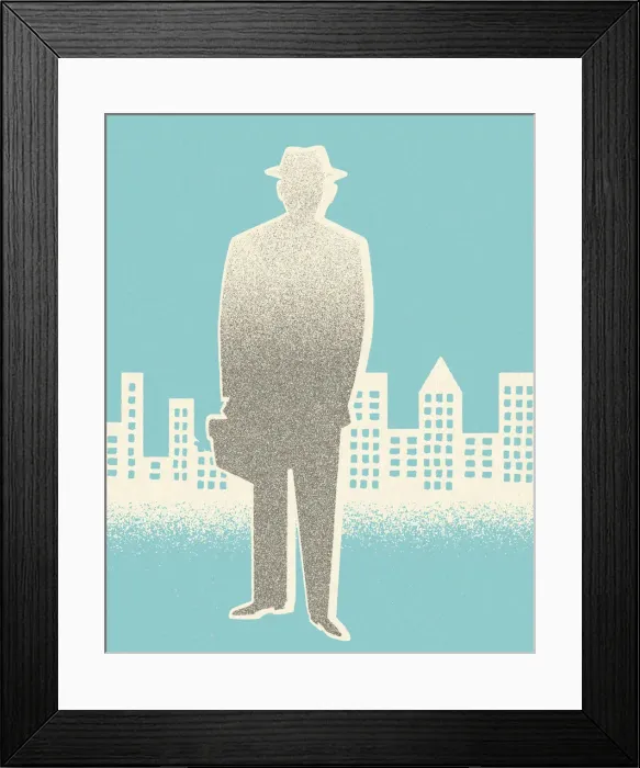 Framed Print : Silhouette of a Man in the City Framed Print : Silhouette of a Man in the City