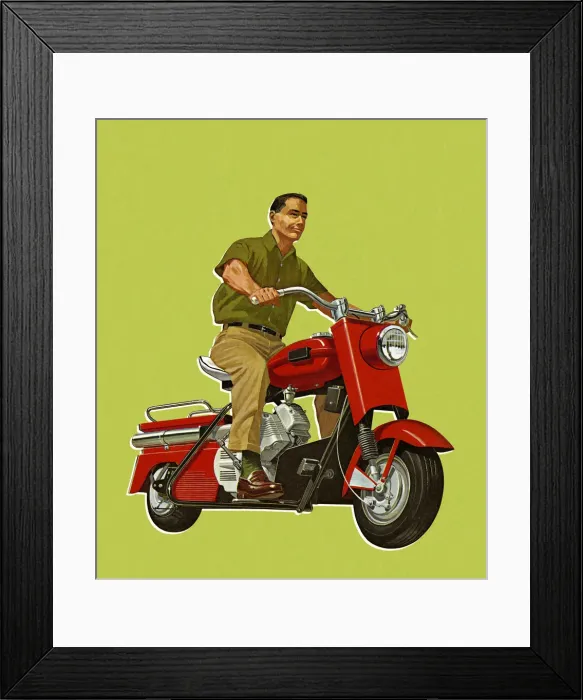 Framed Print : Man Riding a Motorbike Framed Print : Man Riding a Motorbike