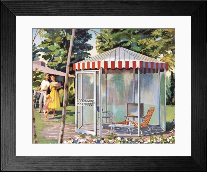 Framed Print : Family and Screened Gazebo Framed Print : Family and Screened Gazebo