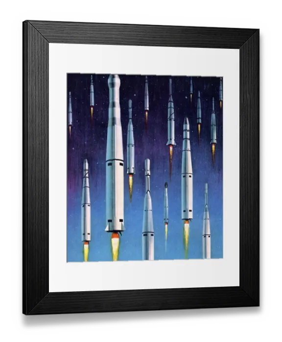 Framed Print : Many Rockets in Space Framed Print : Many Rockets in Space