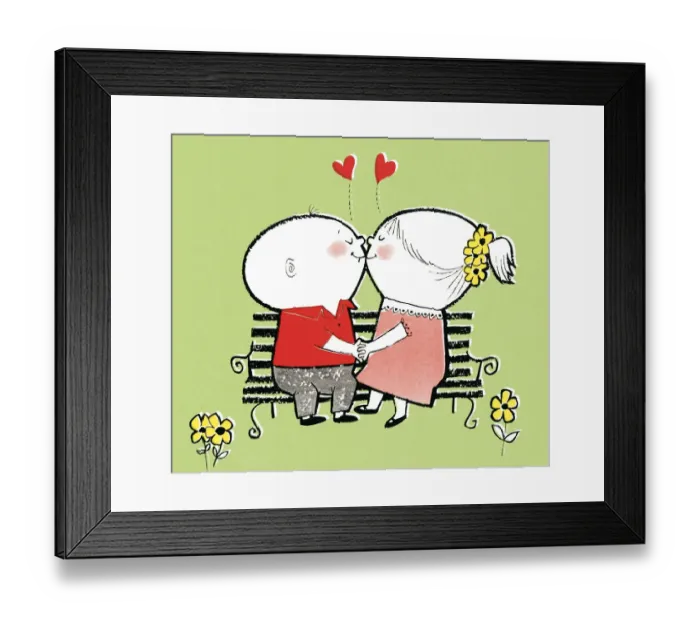 Framed Print : Couple on a bench