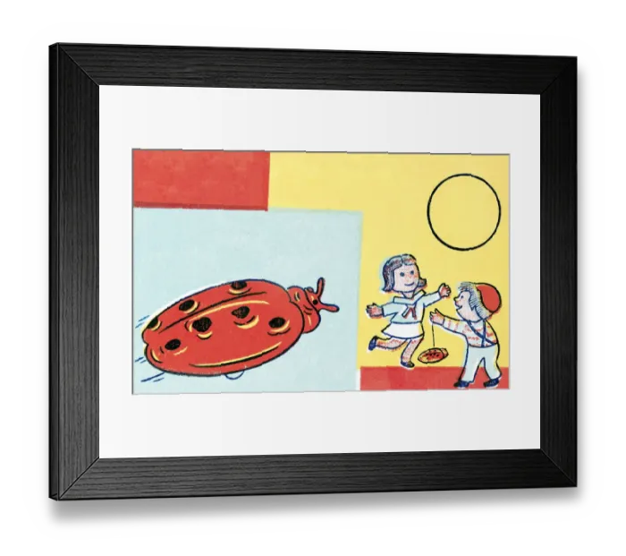 Framed Print : Ladybug and kids Framed Print : Ladybug and kids