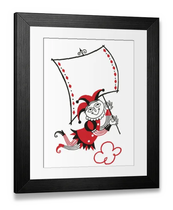 Framed Print : Jester Holding a Sign Framed Print : Jester Holding a Sign