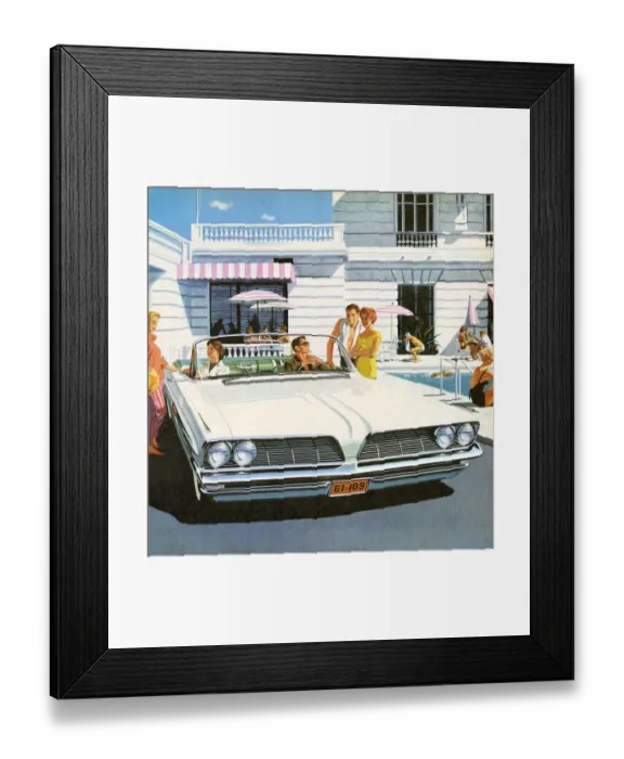 Framed Print : Couple in White Car Framed Print : Couple in White Car