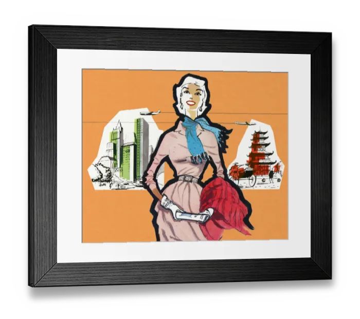 Framed Print : Woman Airplane Traveller Framed Print : Woman Airplane Traveller