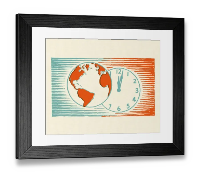 Framed Print : Globe and Clock Framed Print : Globe and Clock