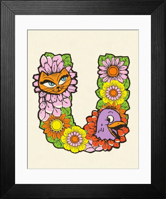 Framed Print : Flowered Alphabet Letter U Framed Print : Flowered Alphabet Letter U