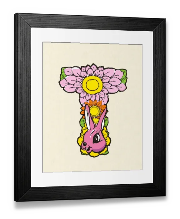 Framed Print : Flowered Alphabet Letter T Framed Print : Flowered Alphabet Letter T