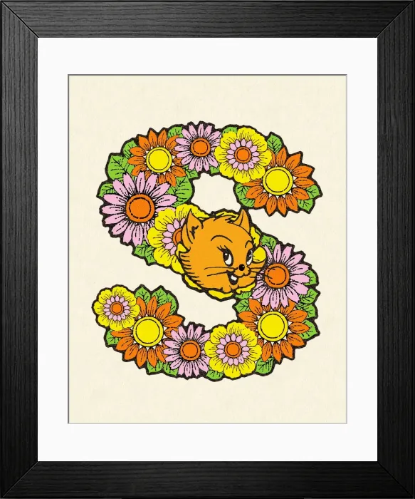 Framed Print : Flowered Alphabet Letter S Framed Print : Flowered Alphabet Letter S