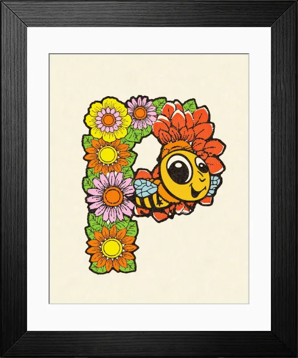 Framed Print : Flowered Alphabet Letter P Framed Print : Flowered Alphabet Letter P