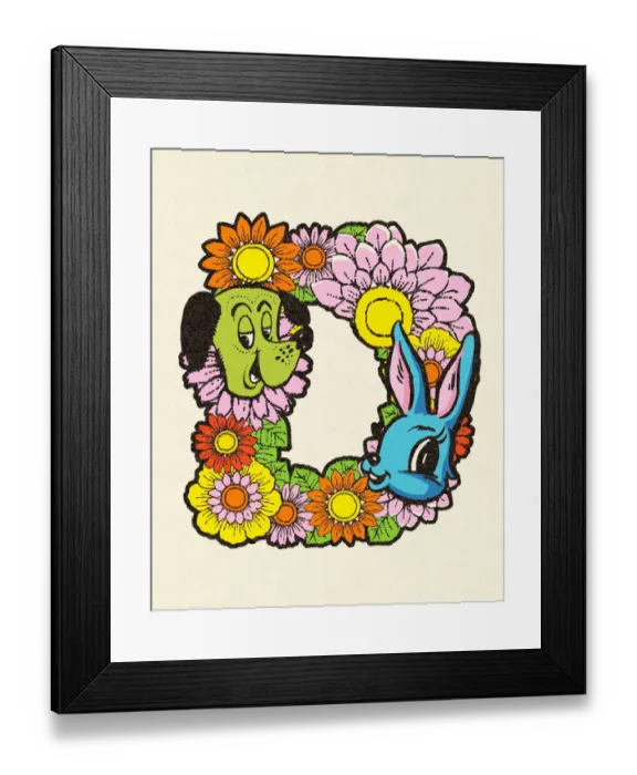 Framed Print : Flowered Alphabet Letter D Framed Print : Flowered Alphabet Letter D
