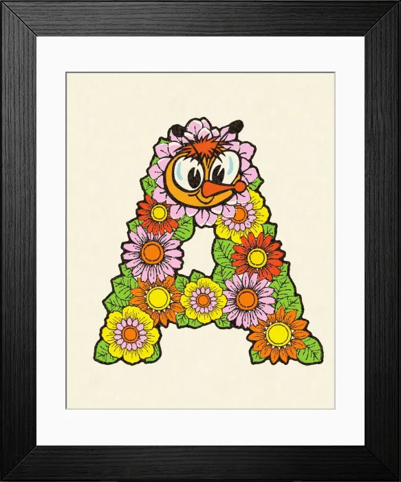 Framed Print : Flowered Alphabet Letter A Framed Print : Flowered Alphabet Letter A