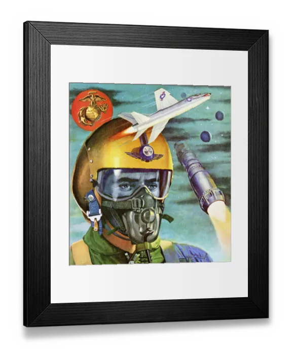 Framed Print : Pilot With Plane and Rocket