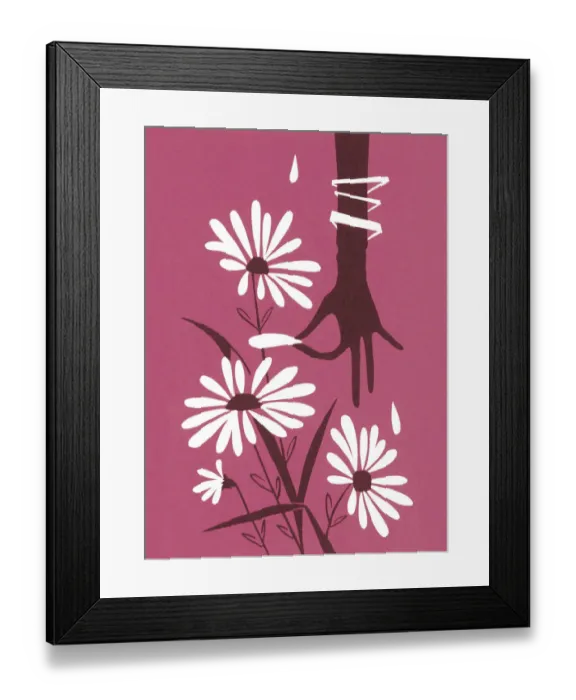 Framed Print : Hand Picking Petals from Flowers