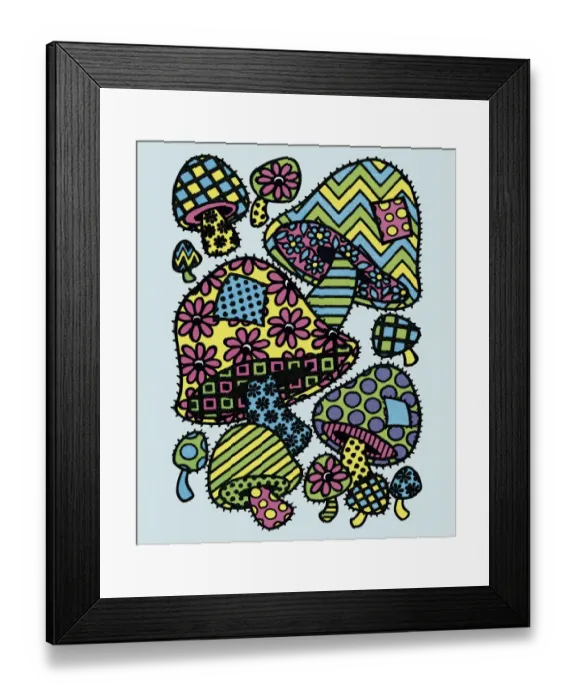Framed Print : Variety of Mushrooms