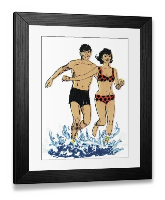 Framed Print : Couple Running in the Water Framed Print : Couple Running in the Water