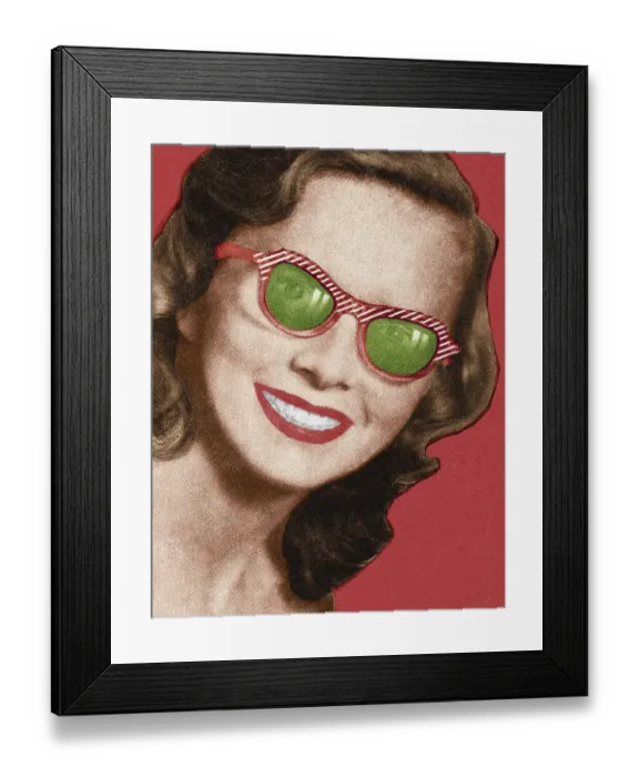 Framed Print : Smiling Woman Wearing Sunglasses Framed Print : Smiling Woman Wearing Sunglasses