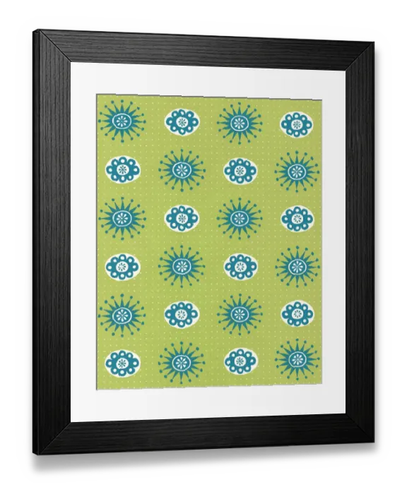 Framed Print : Green Floral Pattern Framed Print : Green Floral Pattern