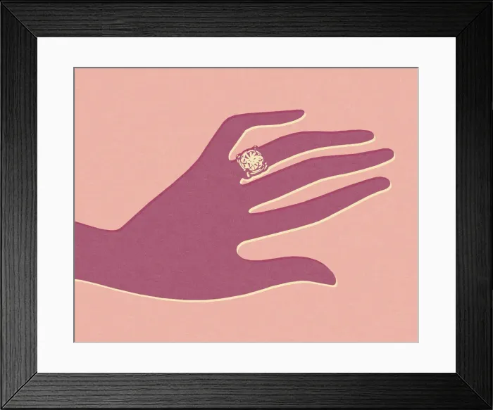 Framed Print : Pink Hand With Engagement Ring Framed Print : Pink Hand With Engagement Ring