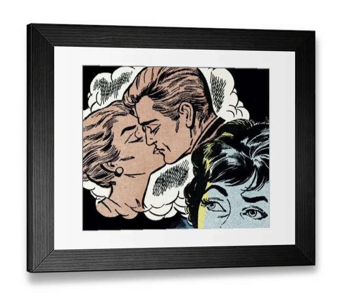 Framed Print : Kissing Couple Framed Print : Kissing Couple