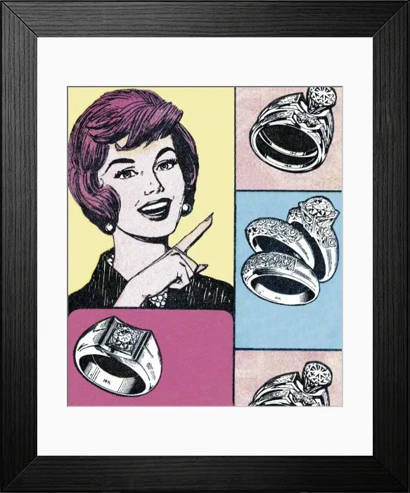 Framed Print : Woman Pointing at Rings Framed Print : Woman Pointing at Rings