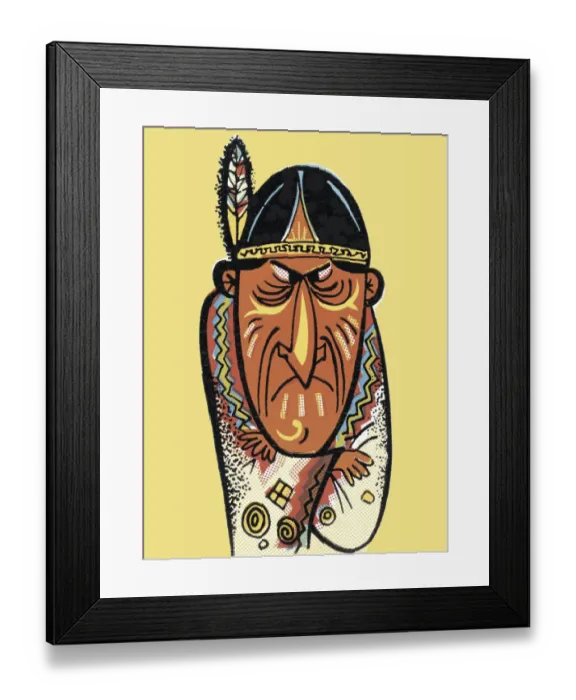 Framed Print : Grumpy Indian Chief Framed Print : Grumpy Indian Chief