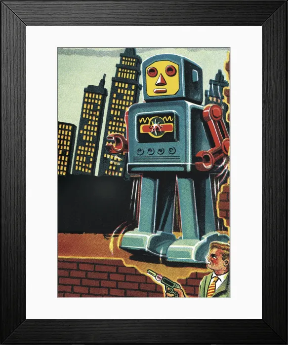 Framed Print : Large Robot in the City Framed Print : Large Robot in the City