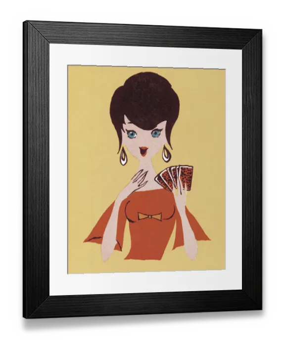 Framed Print : Woman Playing Cards Framed Print : Woman Playing Cards