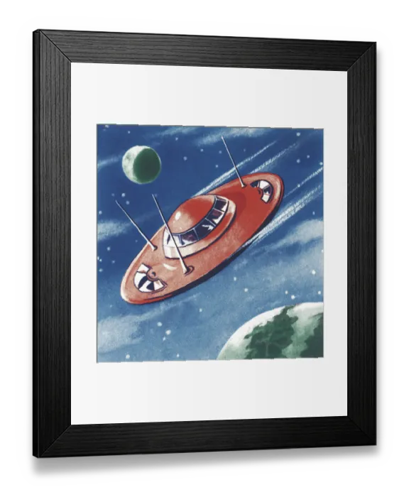 Framed Print : Flying Saucer in Outer Space Framed Print : Flying Saucer in Outer Space