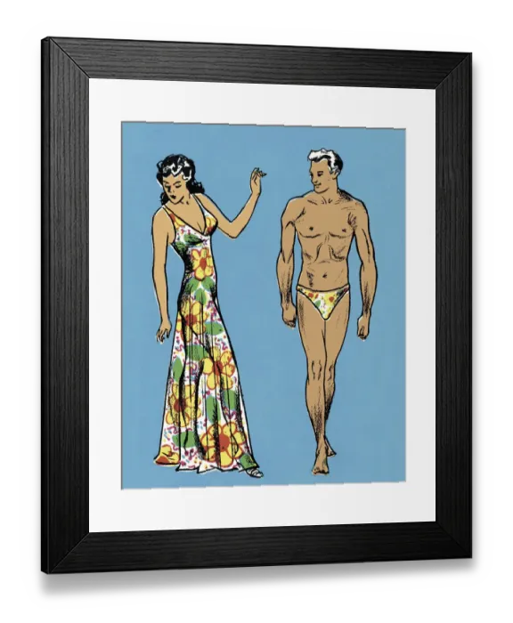Framed Print : Fashionable Woman and Man Framed Print : Fashionable Woman and Man