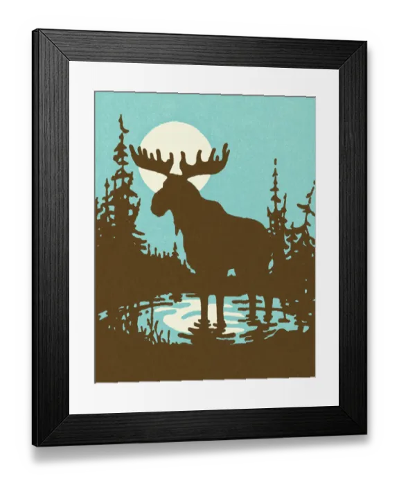 Framed Print : Silhouette of a Moose Framed Print : Silhouette of a Moose