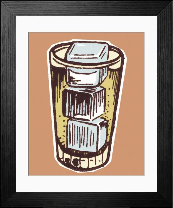 Framed Print : Glass with Ice Cubes