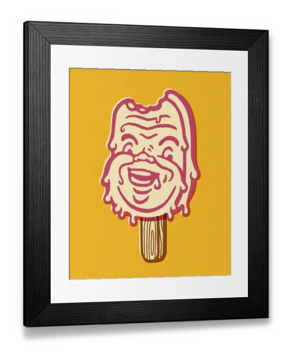 Framed Print : Ice Cream Man on Stick With Bite Missing Framed Print : Ice Cream Man on Stick With Bite Missing