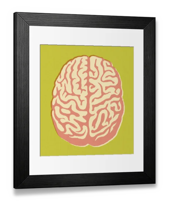 Framed Print : Brain on Green Background