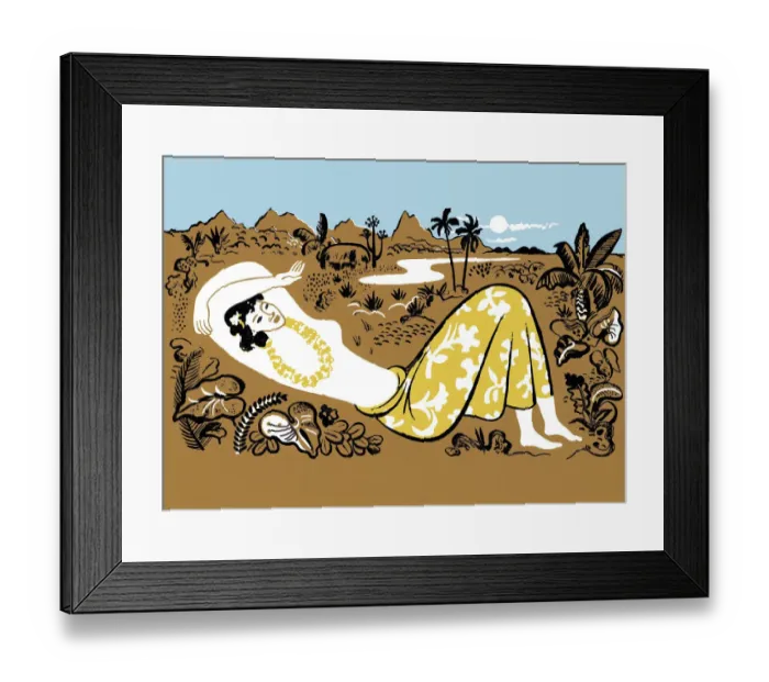 Framed Print : Woman Resting in a Tropical Garden