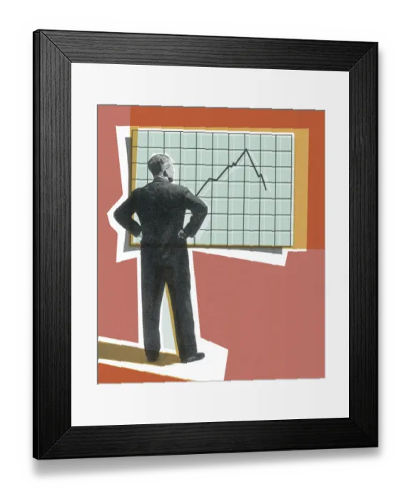 Framed Print : Businessman Looking at a Graph Framed Print : Businessman Looking at a Graph