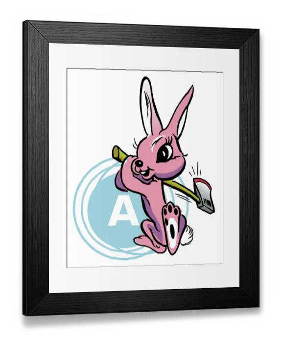 Framed Print : CSA Archive Bunny Rabbit with Axe