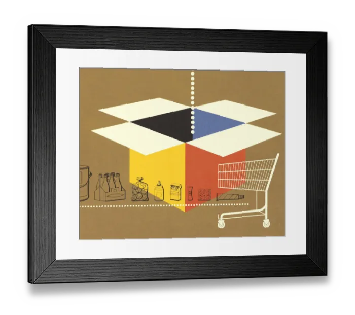 Framed Print : Cardboard Box and Shopping Cart Framed Print : Cardboard Box and Shopping Cart