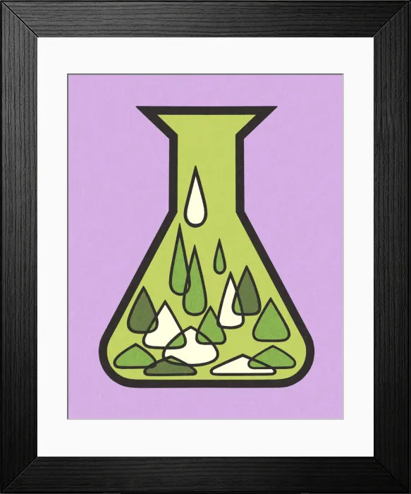 Framed Print : Flask with Liquid Drops Framed Print : Flask with Liquid Drops