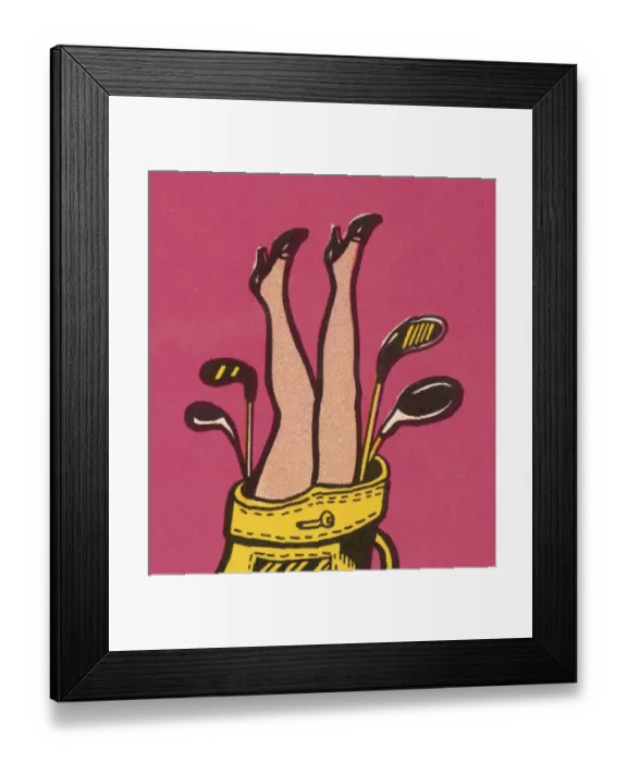 Framed Print : Womans Legs in Golf Bag Framed Print : Womans Legs in Golf Bag