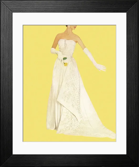 Framed Print : Woman Wearing White Dress and Holding Rose Framed Print : Woman Wearing White Dress and Holding Rose