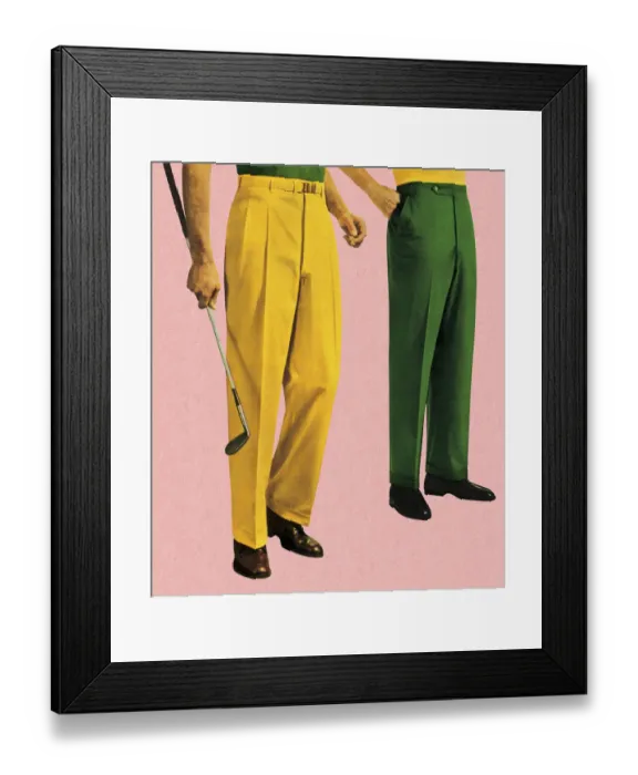Framed Print : Men in Green and Gold Slacks Framed Print : Men in Green and Gold Slacks
