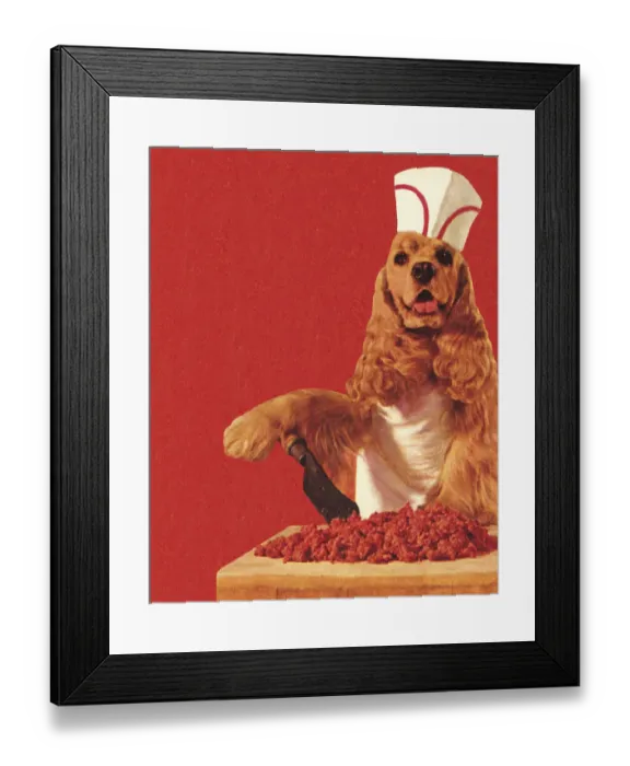 Framed Print : Dog Butcher Wearing Hat Framed Print : Dog Butcher Wearing Hat