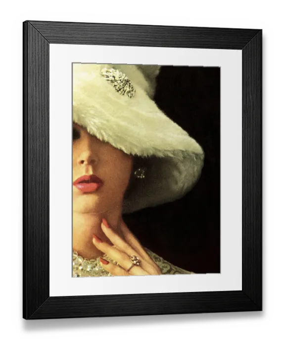 Framed Print : Woman Wearing White Floppy Hat Framed Print : Woman Wearing White Floppy Hat