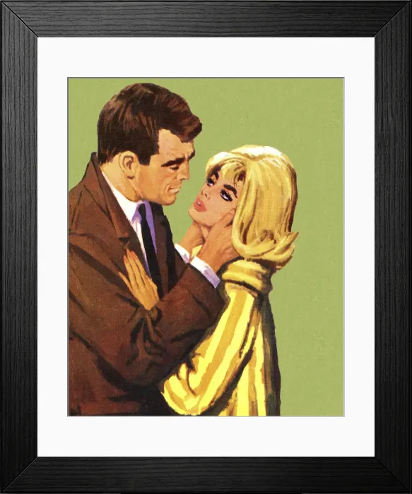 Framed Print : Imagine of a man embracing a blonde woman