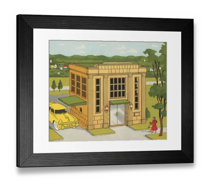 Framed Print : Small Bank Building Framed Print : Small Bank Building