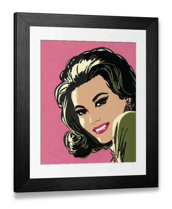 Framed Print : Smiling Dark Haired Woman Framed Print : Smiling Dark Haired Woman